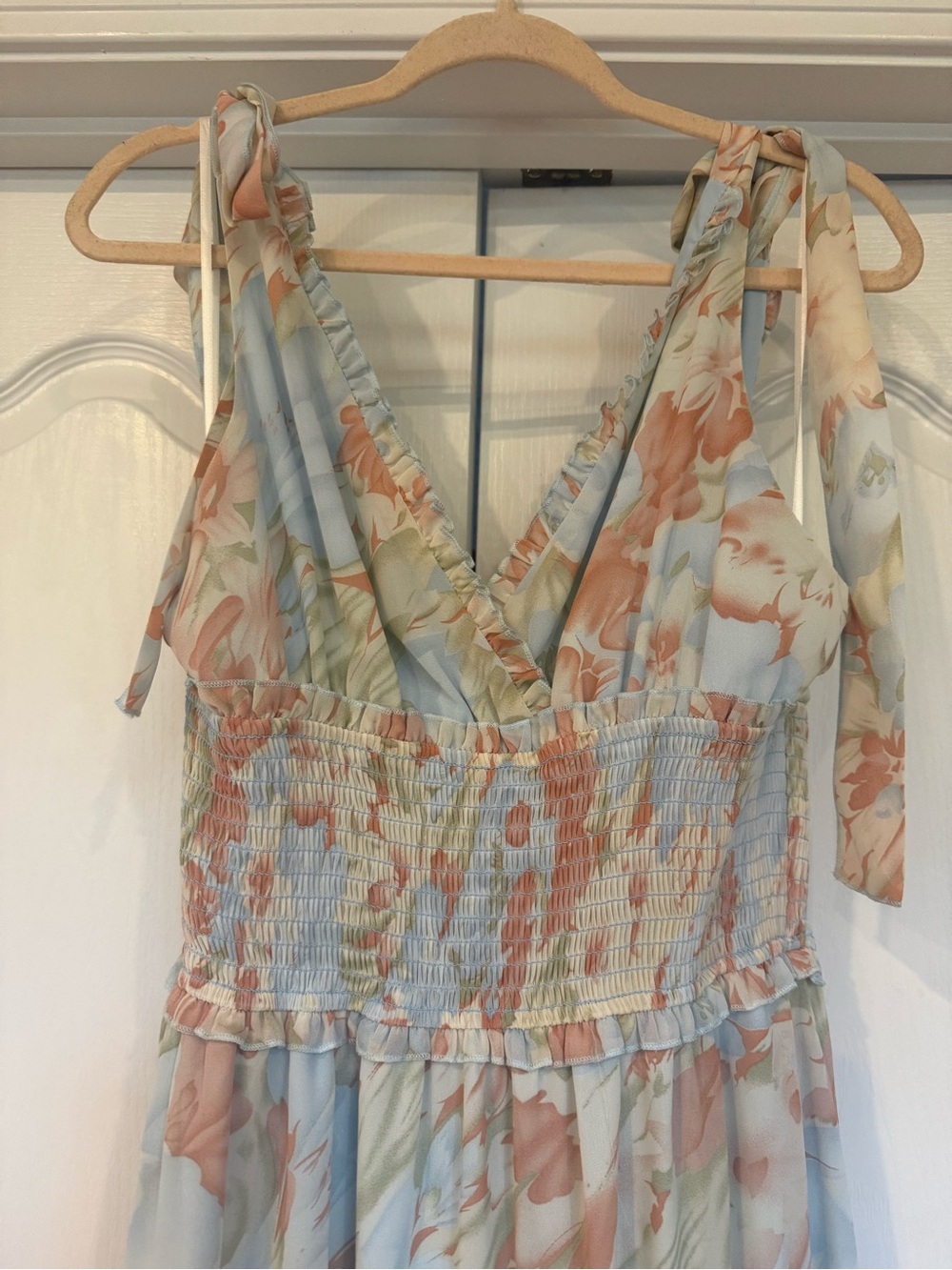 Petal & Pup Pastel Blue Floral Tie-Shoulder Maxi Dress - Picture 5 of 13
